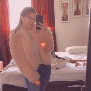 FLUFFY FAUX FUR COAT -  BABY PINK - TORRID